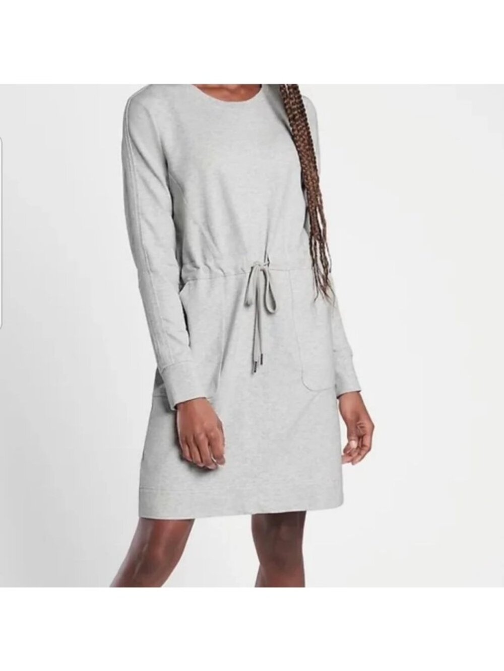 ATHLETA farallon dress light gray plus 3X casual athleisure pockets drawstring